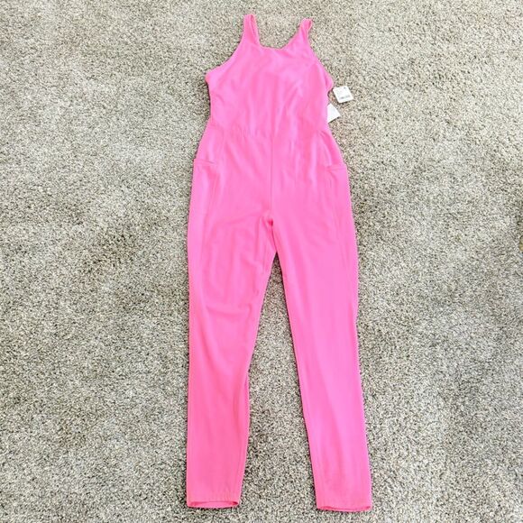 Free People Never Better High Neck Pink Lemonade Athleisure One Piece  Sz Med - Picture 4 of 11